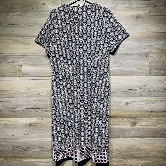 Talbots Faux Wrap Dress Womens Plus 1X Geometric Print Knee Length Stretch Knit - Picture 2 of 8